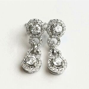 STERLING Silver CZ earrings Art Deco style